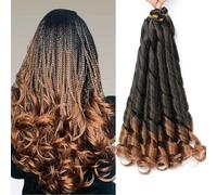CAZSYSDD French Curly Braiding Hair for Box Braids 22 inch Loose Wave Braiding Hair Pre Stretched Bouncy Braiding Hair Crochet Hair Spiral Curl Synthetic Hair Extensions for Women (T30#, 55.88cm)