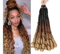 CAZSYSDD French Curly Braiding Hair for Box Braids 22 inch Loose Wave Braiding Hair Pre Stretched Bouncy Braiding Hair Crochet Hair Spiral Curl Synthetic Hair Extensions for Women (1B/30/27#, 55.88cm)