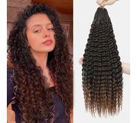 CAZSYSDD Pré - Bouclé Bohème Fleurs Crochet Cheveux Paquet de 8 18 Pouces Micro Curly Tricot Cheveux Ondulés Profonds Sénégal Crochet Torsadé + Outils de Coiffage (T30#, 18 inch (Pack of 8))