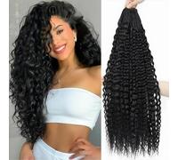 CAZSYSDD Pré - Bouclé Bohème Fleurs Crochet Cheveux Paquet de 8 18 Pouces Micro Curly Tricot Cheveux Ondulés Profonds Sénégal Crochet Torsadé + Outils de Coiffage (1B, 18 inch (Pack of 8))