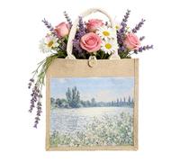 CAZSYSDD Sac fourre-tout en toile de jute personnalisable avec motif floral - Sac de shopping réutilisable pour grand-mère, cadeau de nounou, cadeau de grand-mère (Waterfront Flower, 37 * 26 * 15cm)