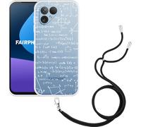 Cazy Chaîne de portable Coque Compatible avec Fairphone 5 Mathématiques Blanc