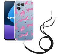 Cazy Chaîne de portable Coque Compatible avec Fairphone 5 Rose Guépard