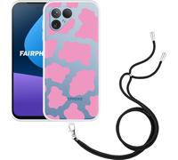 Cazy Chaîne de portable Coque Compatible avec Fairphone 5 Rose Taches de vache