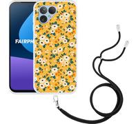 Cazy Chaîne de portable Coque Compatible avec Fairphone 5 Vintage Impression de fleurs