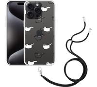 Cazy Chaîne de portable Coque Compatible avec iPhone 15 Pro Max Amour mon chat