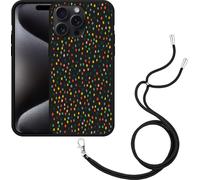 Cazy Chaîne de portable Coque noire Compatible avec iPhone 15 Pro Max Points heureux
