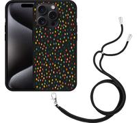 Cazy Chaîne de portable Coque noire Compatible avec iPhone 15 Pro Points heureux