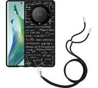 Cazy Chaîne de portable Housse noire Compatible avec Honor Magic5 Lite Mathématiques Blancs
