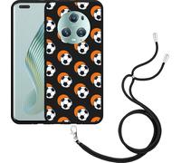 Cazy Chaîne de portable Housse noire Compatible avec Magic5 Pro Football Ombre orange