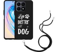 Cazy Chaîne de portable Housse noire Compatible avec Motorola Edge 40 Pro Life Is Better With a Dog - Blanc