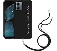 Cazy Chaîne de portable Housse noire Compatible avec Motorola Moto G14 La Vie Est Belle