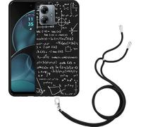 Cazy Chaîne de portable Housse noire Compatible avec Motorola Moto G14 Mathématiques Blancs