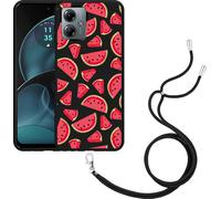 Cazy Chaîne de portable Housse noire Compatible avec Motorola Moto G14 Pastèque