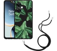 Cazy Chaîne de portable Housse noire Compatible avec OnePlus Nord CE 3 Lite 5G Feuilles de palmier