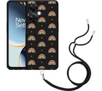 Cazy Chaîne de portable Housse noire Compatible avec OnePlus Nord CE 3 Lite 5G Motif arc-en-ciel