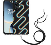 Cazy Chaîne de portable Housse noire Compatible avec OnePlus Nord CE 3 Lite 5G Rétro-Arc-en-ciel II