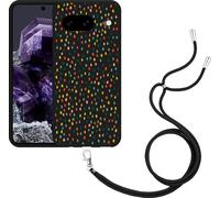 Cazy Chaîne de portable Housse noire Compatible avec Toestel Points heureux