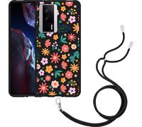 Cazy Chaîne de portable Housse noire Compatible avec Xiaomi Poco F5 Pro Always have flowers
