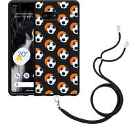 Cazy Chaîne de téléphone Housse noire Compatible avec Google Pixel 7a Football Ombre Orange