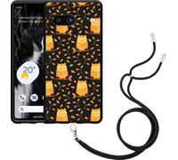 Cazy Chaîne de téléphone Housse noire Compatible avec Google Pixel 7a hiboux mignons