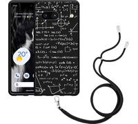 Cazy Chaîne de téléphone Housse noire Compatible avec Google Pixel 7a Mathématiques Blancs