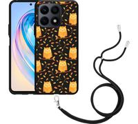 Cazy Chaîne de téléphone Housse noire Compatible avec Motorola Edge 40 Pro hiboux mignons