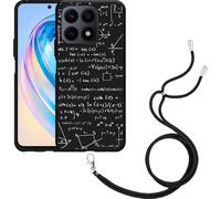 Cazy Chaîne de téléphone Housse noire Compatible avec Motorola Edge 40 Pro Mathématiques Blancs