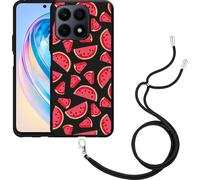 Cazy Chaîne de téléphone Housse noire Compatible avec Motorola Edge 40 Pro Pastèque