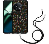 Cazy Chaîne de téléphone Housse noire Compatible avec OnePlus 11 Points heureux