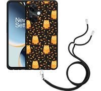 Cazy Chaîne de téléphone Housse noire Compatible avec OnePlus Nord CE 3 Lite 5G hiboux mignons