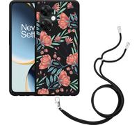 Cazy Chaîne de téléphone Housse noire Compatible avec OnePlus Nord CE 3 Lite 5G Roses de pavot
