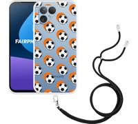 Cazy Chaîne de téléphone portable Coque Compatible avec Fairphone 5 Football Orange Ombre