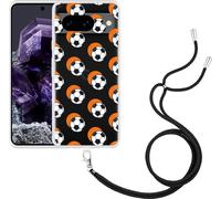 Cazy Chaîne de téléphone portable Coque Compatible avec Google Pixel 8 Football Orange Ombre