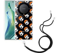 Cazy Chaîne de téléphone portable Coque Compatible avec Honor Magic5 Lite Football Ombre Orange