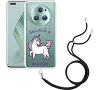 Cazy Chaîne de téléphone portable Coque Compatible avec Honor Magic5 Pro Né pour être une licorne