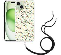 Cazy Chaîne de téléphone portable Coque Compatible avec iPhone 15 Plus Points heureux