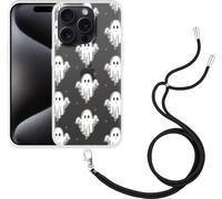 Cazy Chaîne de téléphone portable Coque Compatible avec iPhone 15 Pro Fantômes