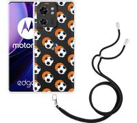 Cazy Chaîne de téléphone portable Coque Compatible avec Motorola Edge 40 Football Orange Ombre