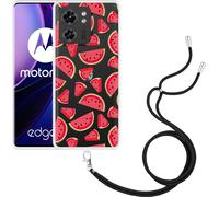 Cazy Chaîne de téléphone portable Coque Compatible avec Motorola Edge 40 Pastèque