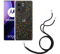 Cazy Chaîne de téléphone portable Coque Compatible avec Motorola Edge 40 Points heureux