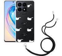 Cazy Chaîne de téléphone portable Coque Compatible avec Motorola Edge 40 Pro Aime mon chat