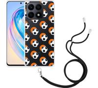 Cazy Chaîne de téléphone portable Coque Compatible avec Motorola Edge 40 Pro Football Ombre Orange