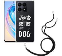 Cazy Chaîne de téléphone portable Coque Compatible avec Motorola Edge 40 Pro Life Is Better With a Dog - Blanc