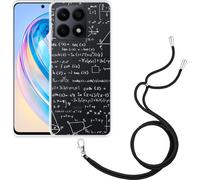 Cazy Chaîne de téléphone portable Coque Compatible avec Motorola Edge 40 Pro Mathématiques Blanc