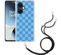 Cazy Chaîne de téléphone portable Coque Compatible avec OnePlus Nord CE 3 Lite 5G Damier bleu