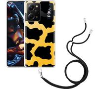 Cazy Chaîne de téléphone portable Coque Compatible avec Poco X5 Pro Taches de vache