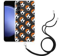 Cazy Chaîne de téléphone portable Coque Compatible avec Samsung Galaxy S23 FE Football Orange Ombre