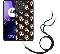 Cazy Chaîne de téléphone portable Coque noire Compatible avec Motorola Edge 40 Football Orange Ombre