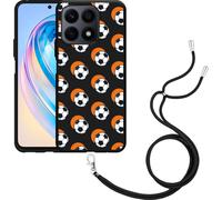 Cazy Chaîne de téléphone portable Coque noire Compatible avec Motorola Edge 40 Pro Football Orange Ombre